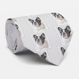 Gemälde von Französisch-Bulldog (Brindle Pied) - Krawatte