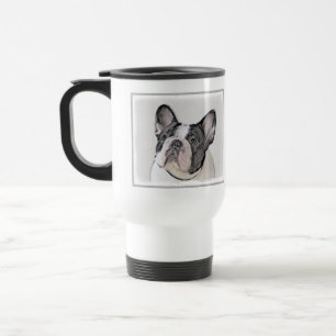 Gemälde von Französisch-Bulldog (Brindle Pied) - Reisebecher