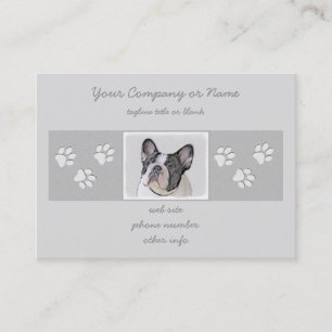 Gemälde von Französisch-Bulldog (Brindle Pied) - Visitenkarte