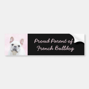 Gemälde von Französisch-Bulldog (Cream/White) -  Autoaufkleber