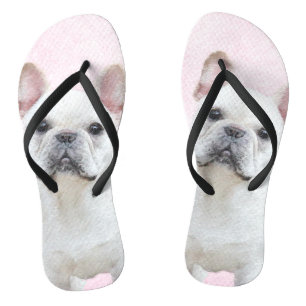 Gemälde von Französisch-Bulldog (Cream/White) - Hu Flip Flops