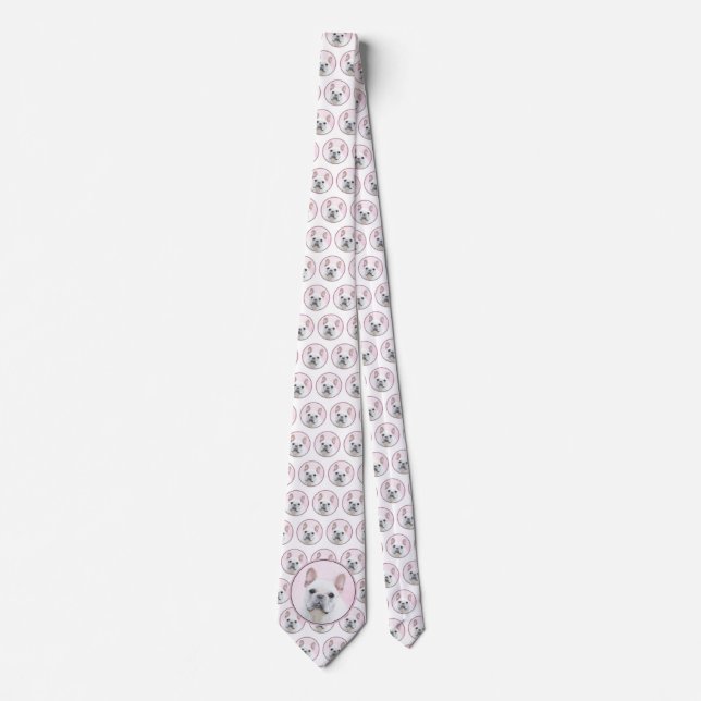 Gemälde von Französisch-Bulldog (Cream/White) - Hu Krawatte (Vorderseite)
