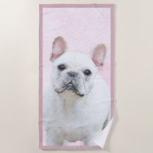 Gemälde von Französisch-Bulldog (Cream/White) - Hu Strandtuch