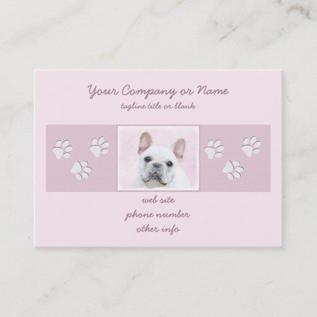 Gemälde von Französisch-Bulldog (Cream/White) - Hu Visitenkarte (Vorderseite)