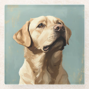 GEMÄLDE VON GELBEM LABRADOR RETRIEVER HUND GLASUNTERSETZER