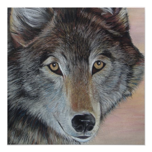 Gemälde von Grauwolf Poster (Vorderseite)