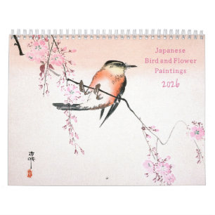 Gemälde von japanischen Vögeln und Blume 2026 Kalender