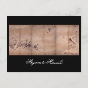 Gemälde von Miyamoto Musashi, um 1600 Postkarte