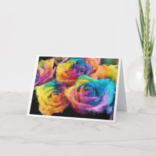 Gemälde von Regenbogenrosen-Grußkarte Karte