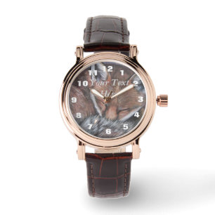 Gemälde von Rotfuchs schlafender Wildtiere Armbanduhr