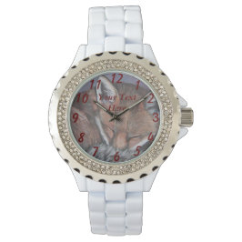 Gemälde von Rotfuchs schlafender Wildtiere Armbanduhr