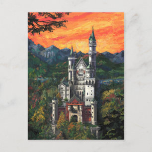 Gemälde von Schloss Neuschwanstein Postkarte