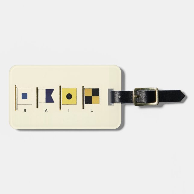 Gemälde von vier Flaggen mit Segeltuch, unter der  Gepäckanhänger (Vorderseite horizontal)