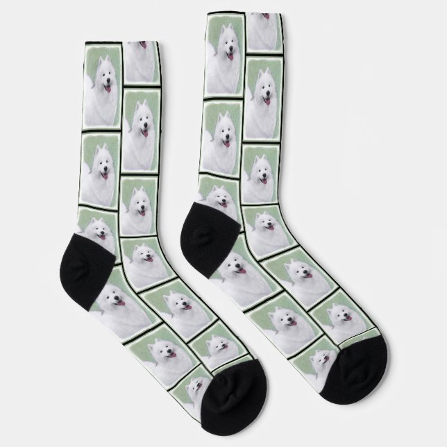 Gemälde weiß Niedliche Haustiere Hunde Kunst Socken (Rechts)