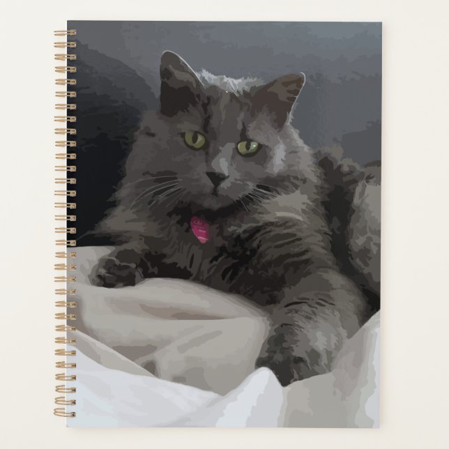 Gemäldete graue Katze für die Katze Lover Planer (Vorderseite)