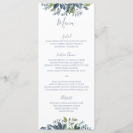Gemäldete Grünpflanzen Hochzeitsmenüs Dusty Blue Menükarte