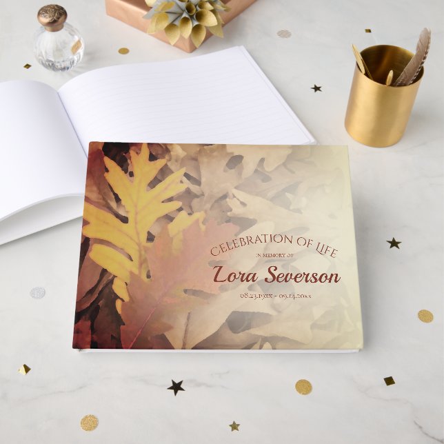 Gemäldete Herbstlaub feiern Lebensdenkmal Gästebuch (Vorderseite Offen)