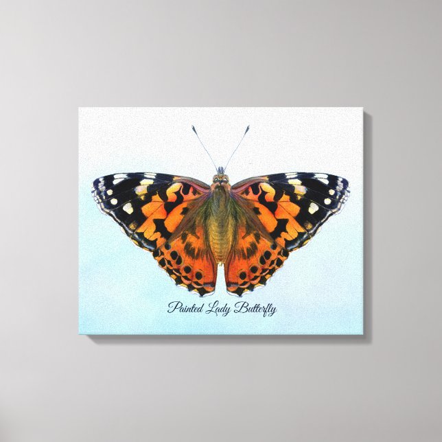 Gemäldete Lady Butterfly Aquarellmalerei Leinwanddruck (Vorderseite)