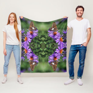 Gemäldete Lady Butterfly auf Aster-Blume Abstrakt Fleecedecke