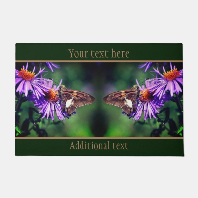 Gemäldete Lady Butterfly auf der Blume Personalisi Fußmatte (Vorderseite)