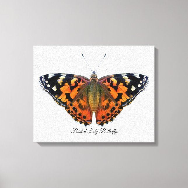 Gemäldete Lady Butterfly Wasserfarben Malerei Lein Leinwanddruck (Vorderseite)
