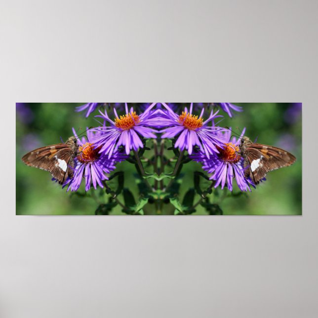 Gemäldete Lady Butterfly Wildblume Mirror Abstrakt Poster (Vorne)