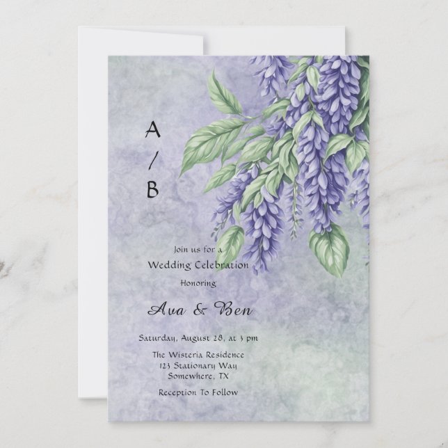 Gemäldete Lavender Wisteria Wedding Celebration Einladung (Vorderseite)