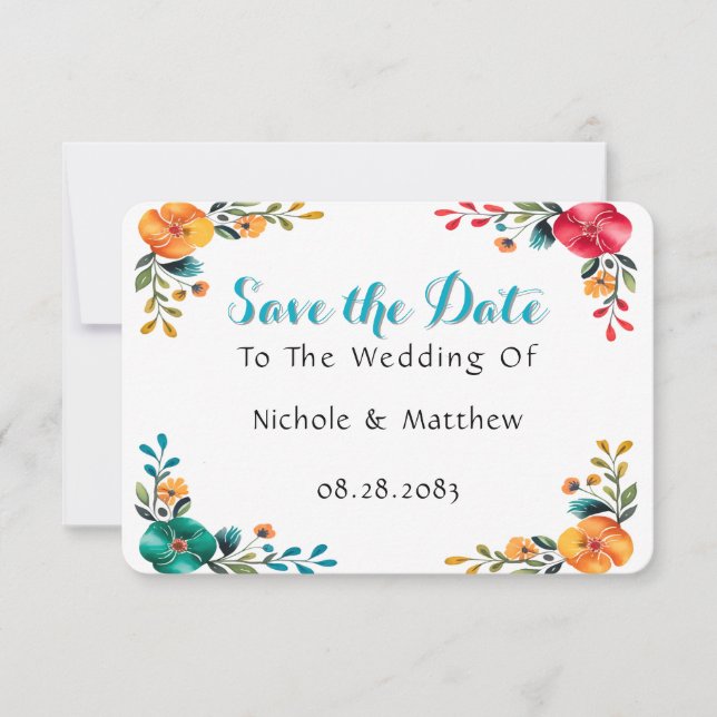 Gemäldete romanische Hochzeit Save The Date (Vorderseite)