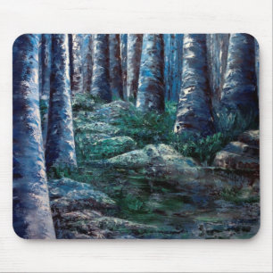 Gemäldete Waldbaumstämme Mousepad