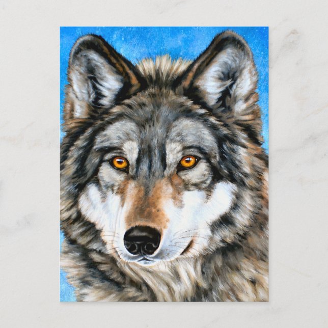Gemäldeter Wolf Postkarte (Vorderseite)