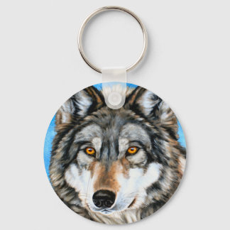 Gemäldeter Wolf Schlüsselanhänger