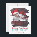 Gemäldetes Foto Rahmen Liebe Freude Feiertagskarte<br><div class="desc">Stilvolle Urlaubskarte,  die "Frohe Weihnachten" und "Liebe Frieden Freude" sagt. In festlich roten und blauen Farben.</div>