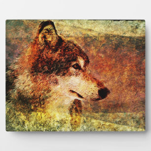 Gemäldetes Holz Wolf Decorative Plaque Fotoplatte