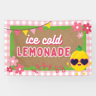 Gemäldetes Look Lemonade Standbanner Pink Gingham Banner