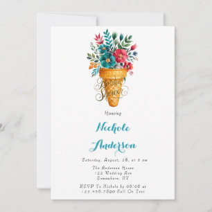 Gemäldetes Romance Ice Cream Cone Gold Brautparty Einladung
