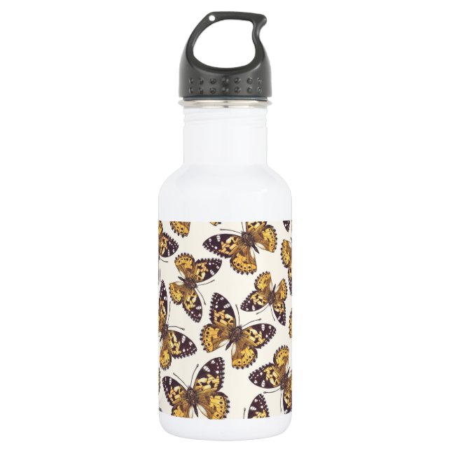 Gemäldetes Schmetterlingsmuster Edelstahlflasche (Vorderseite)