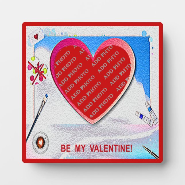 Gemäldetes Valentinherz Fotoplatte (Vorderseite)