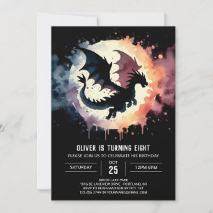 Gemalt Elegant Dragon Geburtstag Einladung