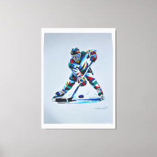 Gemalt von Mark Elsen Hockeyspieler Leinwanddruck