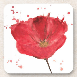 Gemalte Aquarell-Mohnblume 2 Getränkeuntersetzer