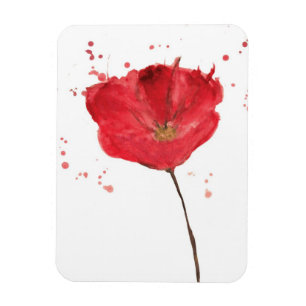 Gemalte Aquarell-Mohnblume 2 Magnet