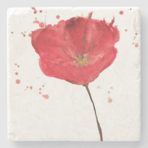 Gemalte Aquarell-Mohnblume 2 Steinuntersetzer