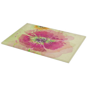 Gemalte Aquarellmohnblumen 2 Schneidebrett