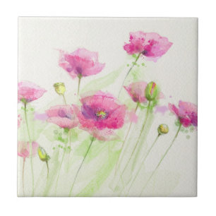 Gemalte Aquarellmohnblumen 3 Fliese