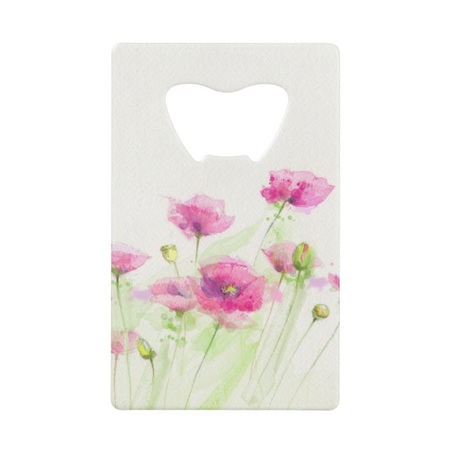 Gemalte Aquarellmohnblumen 3 Geldkarten Flaschenöffner (Vorderseite)