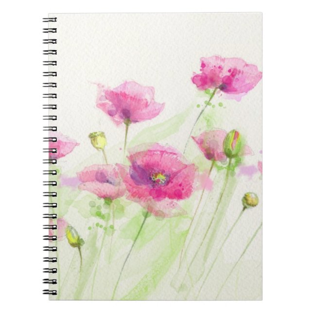 Gemalte Aquarellmohnblumen 3 Notizblock (Vorderseite)