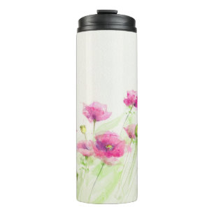 Gemalte Aquarellmohnblumen 3 Thermosbecher