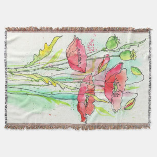 Gemalte Aquarellmohnblumen Decke