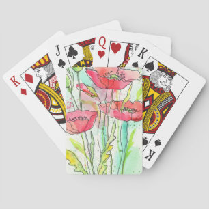 Gemalte Aquarellmohnblumen Spielkarten