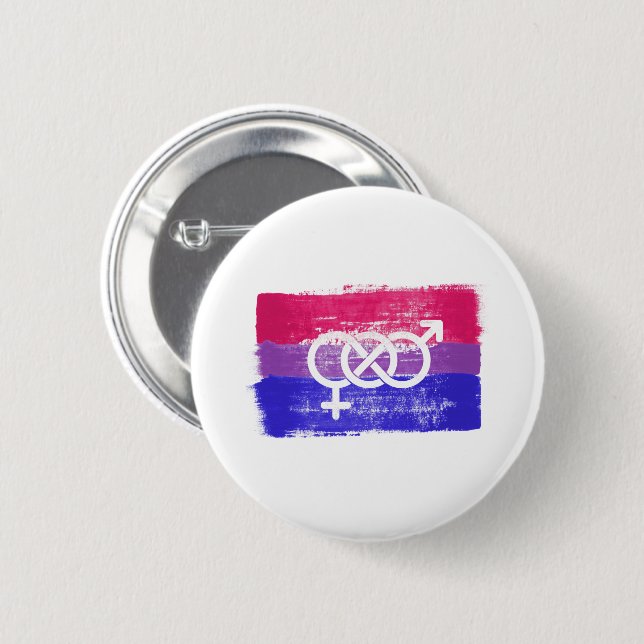 GEMALTE BISEXUELLE SYMBOL-PRIDE-FLAGGE BUTTON (Vorne & Hinten)